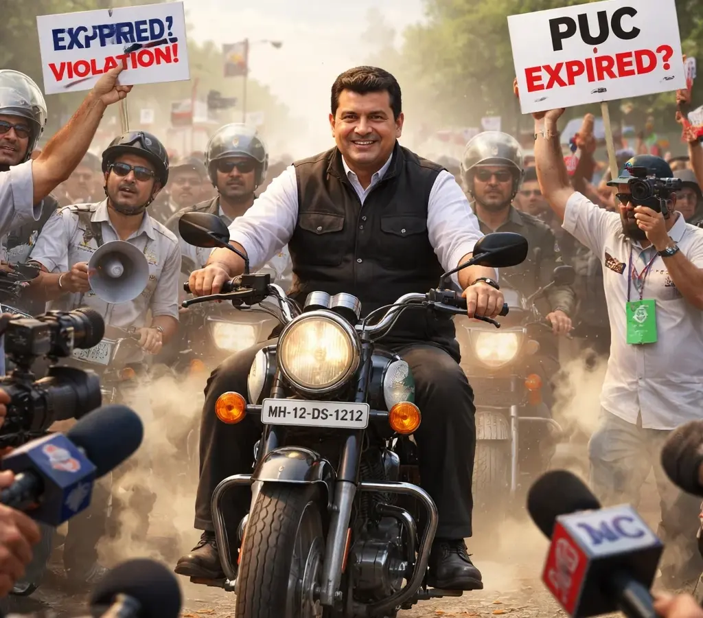 Maharashtra में CM Fadnavis की बाइक राइड पर बवाल, Congress ने लगाया PUC एक्सपायर होने का आरोप