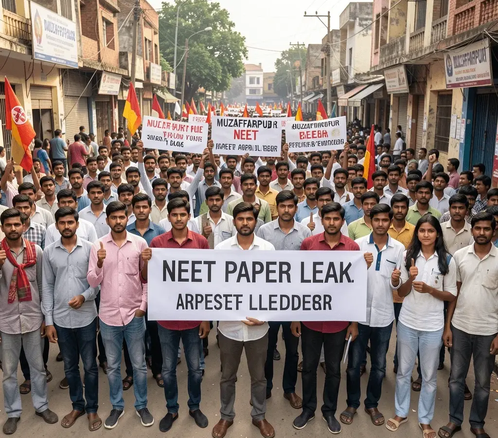 Bihar के Muzaffarpur में NEET पेपर लीक के खिलाफ छात्रों का प्रदर्शन, 21 जून को होगी दोबारा परीक्षा