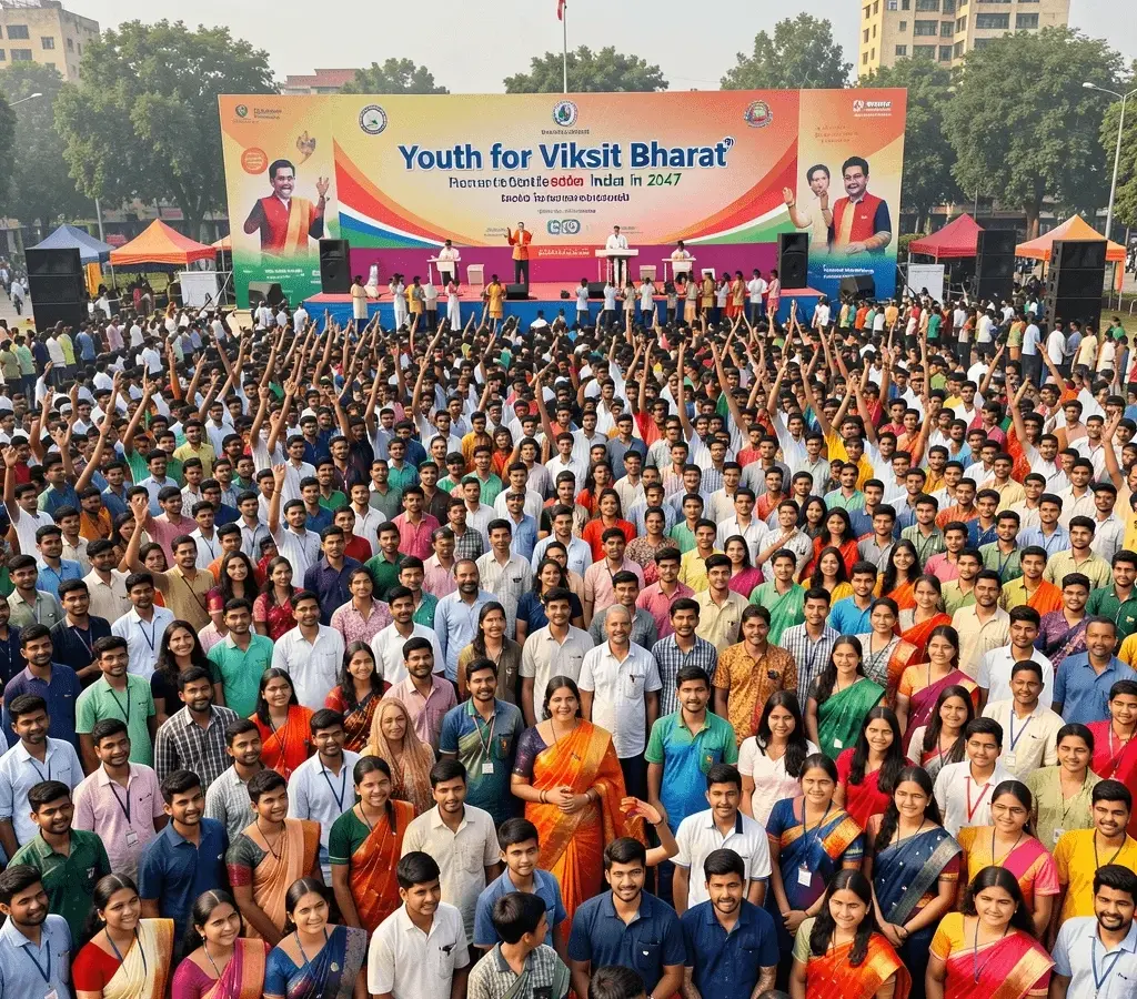 Delhi के त्यागराज स्टेडियम में जुटे 6000 युवा, ‘यूथ फॉर विकसित भारत’ सम्मेलन में 2047 के लक्ष्य पर चर्चा