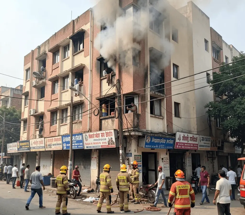 Delhi के हरि नगर में रिहायशी बिल्डिंग में लगी भीषण आग, 8 लोगों को सुरक्षित निकाला गया