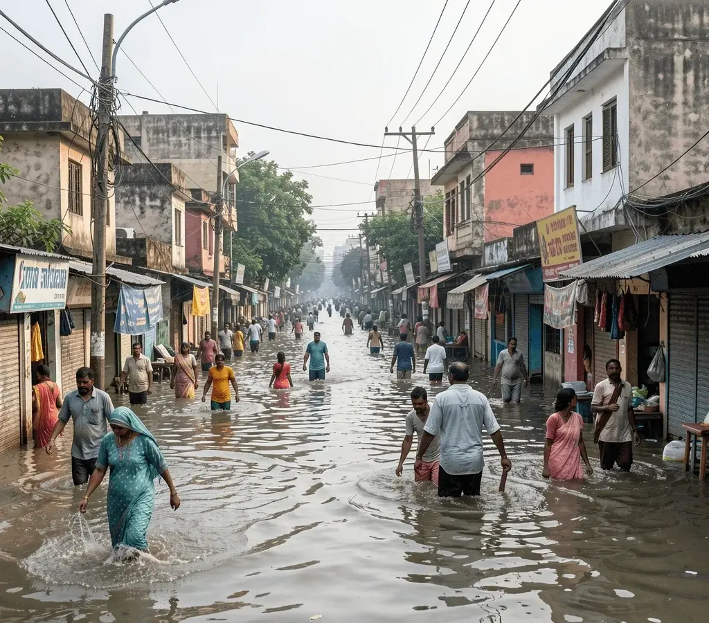Delhi के Kirari में भारी बारिश के बाद जलभराव, घरों में घुसा गंदा पानी और बंद हुए स्कूल