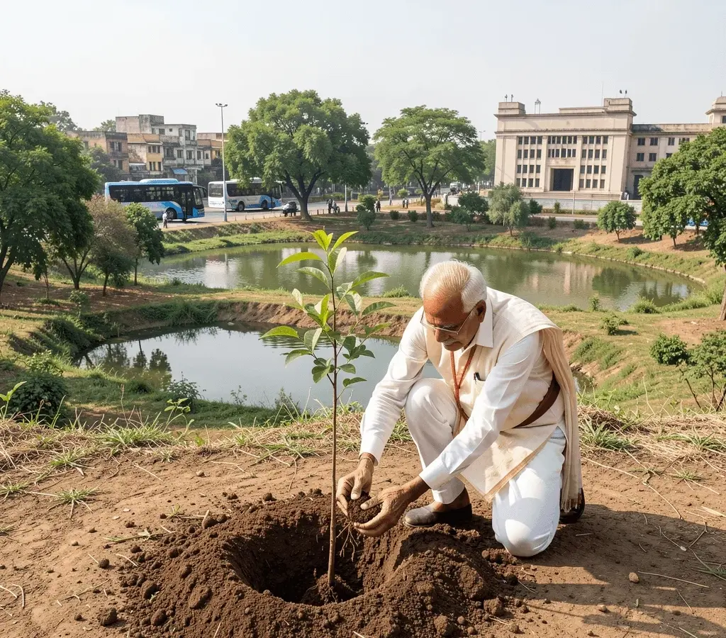 Delhi में 70 लाख पौधे लगाने का अभियान शुरू, 300 नई इलेक्ट्रिक बसें और नरेला में हाई सिक्योरिटी जेल की सौगात