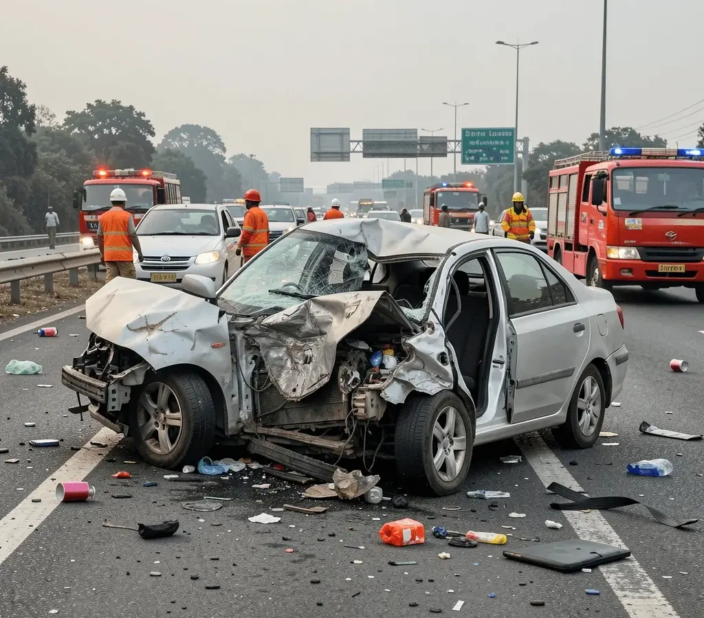 UP में सड़क हादसे में 3 की मौत, 8 घायल, आवारा पशु के कारण Scorpio और Ertiga की भिड़ंत