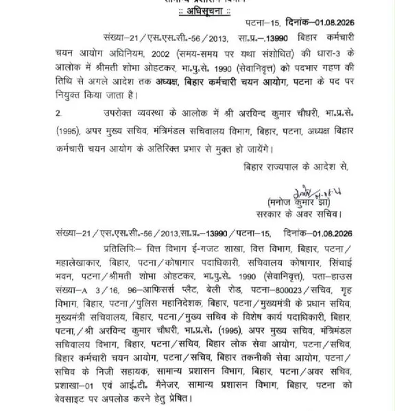 Bihar में शोभा ओहटकर बनीं BSSC की नई अध्यक्ष, रिटायर्ड IPS अधिकारी को मिली बड़ी जिम्मेदारी
